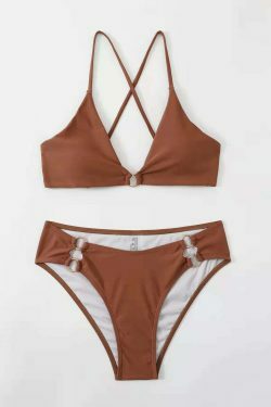Y2K Aesthetic Split Bikini - Sexy Solid Color Swimsuit