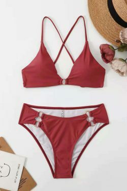 Y2K Aesthetic Split Bikini - Sexy Solid Color Swimsuit