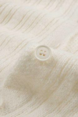 Y2K Aesthetic Split Buttoned Ribbed Knit Top for Women - Coquette & Grunge Style Fashion