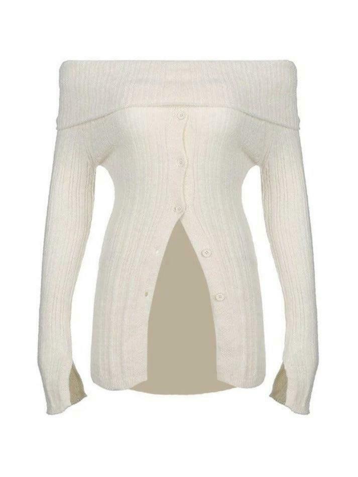 Y2K Aesthetic Split Buttoned Ribbed Knit Top for Women - Coquette & Grunge Style Fashion Y2K Aesthetic Split Buttoned Ribbed Knit Top for Women - Coquette & Grunge Style Fashion