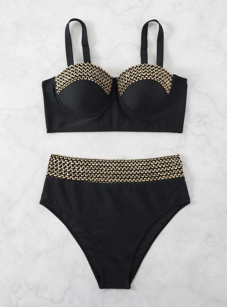 Y2K Aesthetic Split Hard-Clad Steel Bathing Suit for Niche Women Fashion Y2K Aesthetic Split Hard-Clad Steel Bathing Suit for Niche Women Fashion