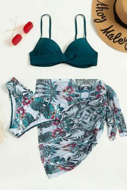 Y2K Aesthetic Split Hard-Clad Steel Support Three-Piece Swimsuit