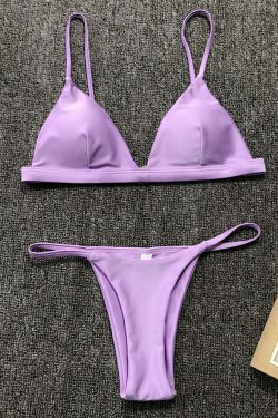 Y2K Aesthetic Split Solid Color Swimwear for Women