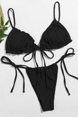 Y2K Aesthetic Split Strap Bikini for Women - Coquette Style with Grunge and Pastel Goth Vibes