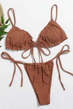 Y2K Aesthetic Split Strap Bikini for Women - Coquette Style with Grunge and Pastel Goth Vibes