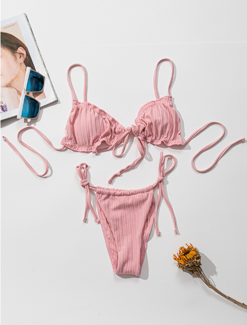 Y2K Aesthetic Split Strap Bikini for Women - Coquette Style with Grunge and Pastel Goth Vibes Y2K Aesthetic Split Strap Bikini for Women - Coquette Style with Grunge and Pastel Goth Vibes