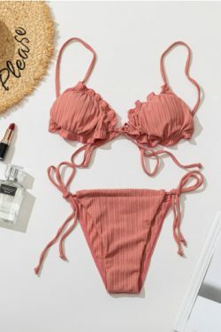 Y2K Aesthetic Split Strap Bikini for Women - Coquette Style with Grunge and Pastel Goth Vibes