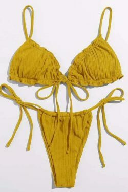 Y2K Aesthetic Split Strap Bikini for Women - Coquette Style with Grunge and Pastel Goth Vibes