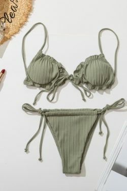 Y2K Aesthetic Split Strap Bikini for Women - Coquette Style with Grunge and Pastel Goth Vibes