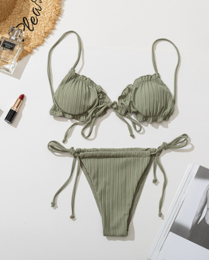 Y2K Aesthetic Split Strap Bikini for Women - Coquette Style with Grunge and Pastel Goth Vibes Y2K Aesthetic Split Strap Bikini for Women - Coquette Style with Grunge and Pastel Goth Vibes