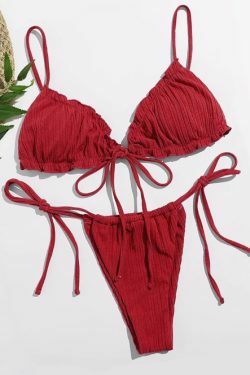 Y2K Aesthetic Split Strap Bikini for Women - Coquette Style with Grunge and Pastel Goth Vibes