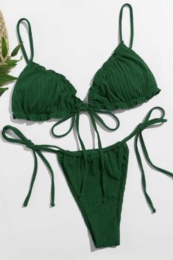 Y2K Aesthetic Split Strap Bikini for Women - Coquette Style with Grunge and Pastel Goth Vibes