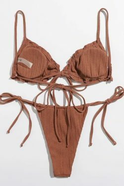 Y2K Aesthetic Split Strap Bikini for Women - Coquette Style with Grunge and Pastel Goth Vibes