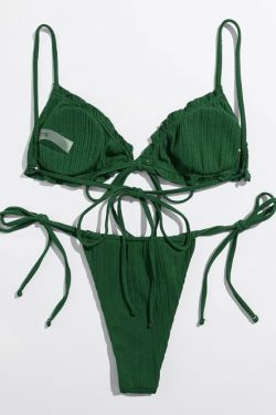 Y2K Aesthetic Split Strap Bikini for Women - Coquette Style with Grunge and Pastel Goth Vibes