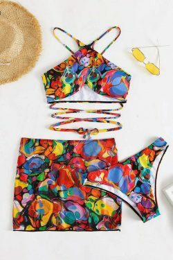 Y2K Aesthetic Split Strap Colorful Sexy Bikini