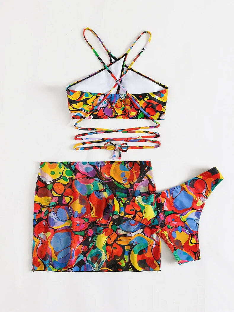 Y2K Aesthetic Split Strap Colorful Sexy Bikini Y2K Aesthetic Split Strap Colorful Sexy Bikini