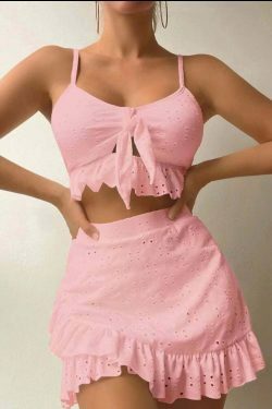 Y2K Aesthetic Split Swimsuit Three-piece Beach Bikini