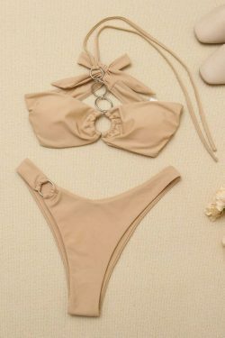 Y2K Aesthetic Split Swimsuit Tube Top - Retro Grunge Style for Women