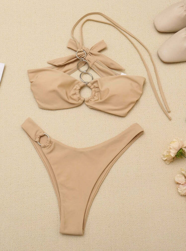 Y2K Aesthetic Split Swimsuit Tube Top - Retro Grunge Style for Women Y2K Aesthetic Split Swimsuit Tube Top - Retro Grunge Style for Women