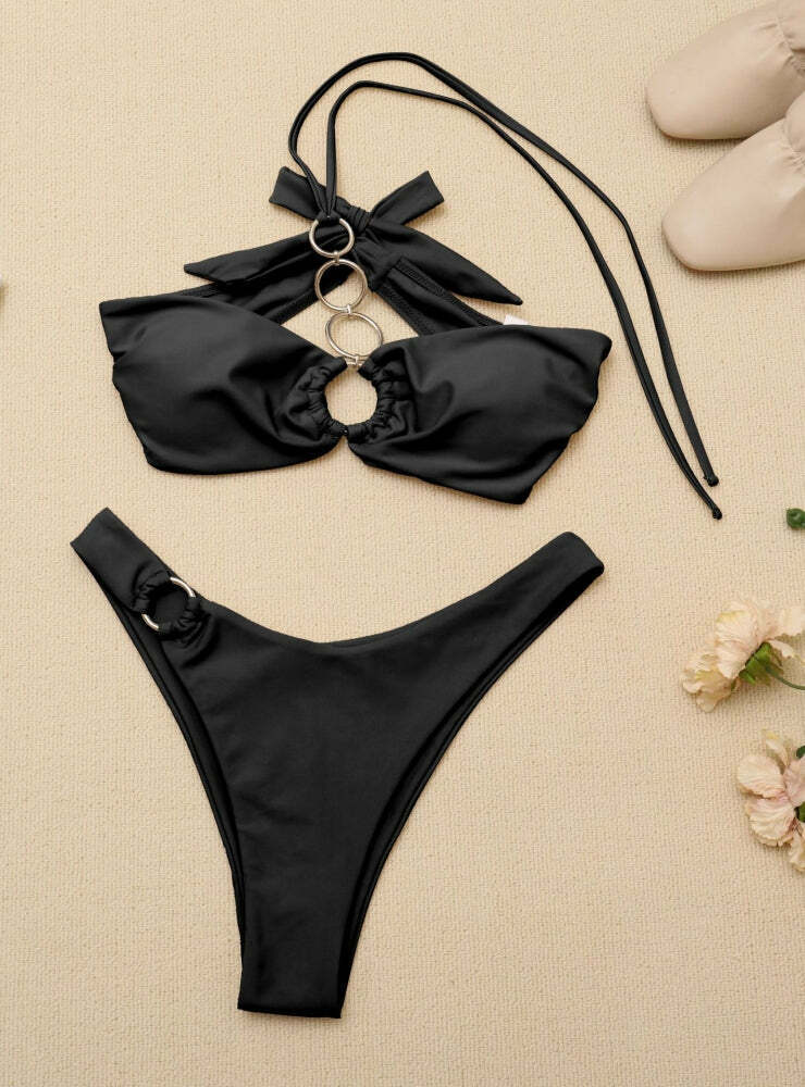 Y2K Aesthetic Split Swimsuit Tube Top - Retro Grunge Style for Women Y2K Aesthetic Split Swimsuit Tube Top - Retro Grunge Style for Women