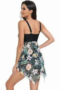 Y2K Aesthetic Split Swimsuit with Slim Printed Design - Belly-Covering Bikini