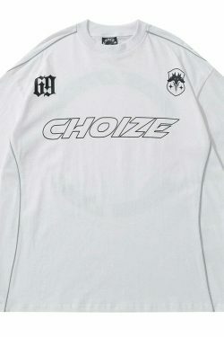 Y2K Aesthetic Sports Jersey Style T-Shirt - Coquette & Grunge Fashion, Cute Tops & Cargo Skirt