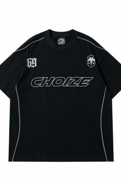 Y2K Aesthetic Sports Jersey Style T-Shirt - Coquette & Grunge Fashion, Cute Tops & Cargo Skirt