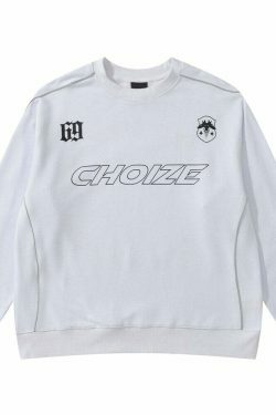 Y2K Aesthetic Sports Jersey Sweatshirt - Coquette Style Grunge Fashion for Women