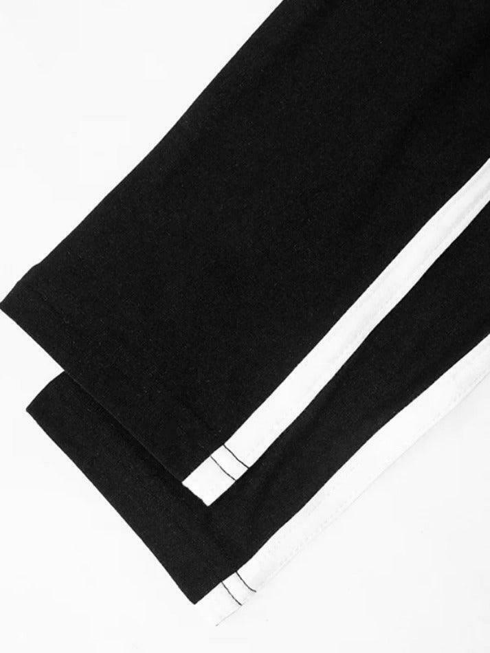 Y2K Aesthetic Square Neck Long Sleeve Tee with Contrast Color Piping - Coquette Fashion for Women