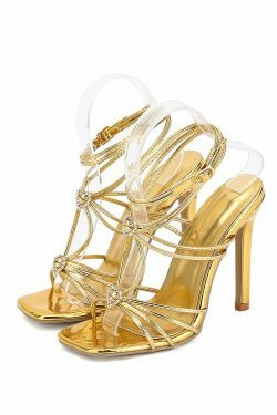 Y2K Aesthetic Square Toe Diamond Buckle Thin Strap Sandals - Coquette Grunge Fashion Women's Heels