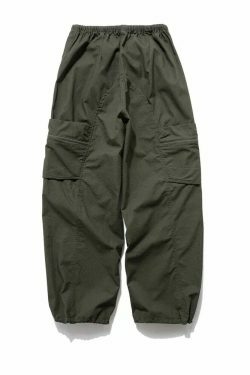 Y2K Aesthetic Stacked Ripstop Parachute Pants for Women - Coquette & Grunge Style Cargo Skirt