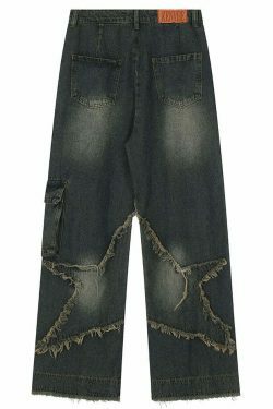 Y2K Aesthetic Star Jeans - Coquette Fashion with Grunge & Pastel Goth Vibes