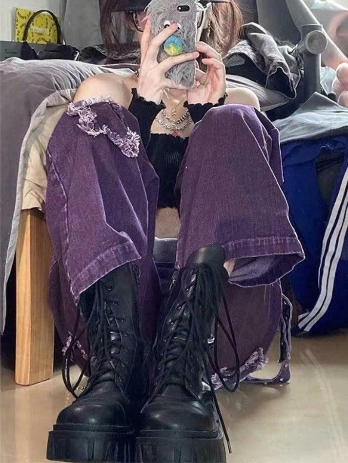 Y2K Aesthetic Star Patch Purple Denim Overalls - Coquette Style Grunge Fashion Women's Outfit Y2K Aesthetic Star Patch Purple Denim Overalls - Coquette Style Grunge Fashion Women's Outfit