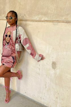 Y2K Aesthetic Star Print Dress - Coquette Style Grunge Fashion - Cute Tops & Cargo Skirt Combo