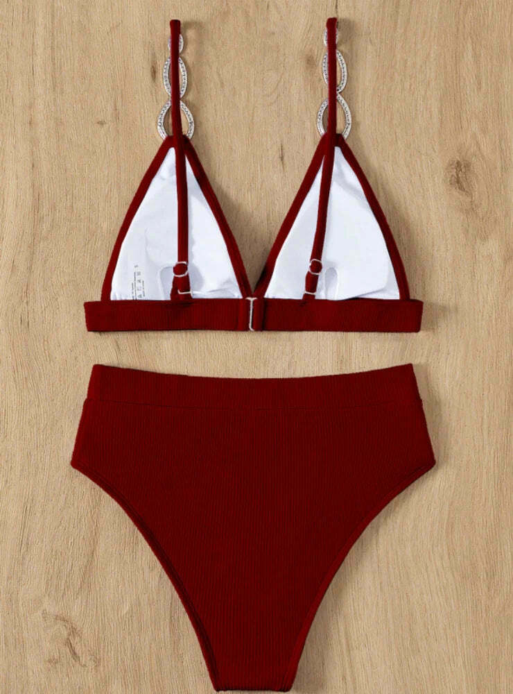 Y2K Aesthetic Strap Jewelry Two-Piece Set Bikini - Retro Coquette Style Swimsuit for Women