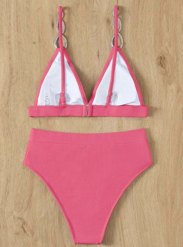 Y2K Aesthetic Strap Jewelry Two-Piece Set Bikini - Retro Coquette Style Swimsuit for Women
