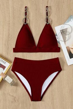 Y2K Aesthetic Strap Jewelry Two-Piece Set Bikini - Retro Coquette Style Swimsuit for Women