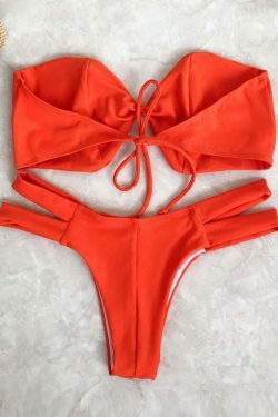 Y2K Aesthetic Strapless Bikini Top with Banded Bottoms for Niche Women Fashion