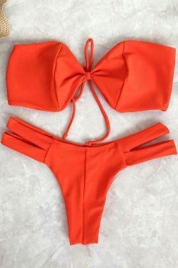 Y2K Aesthetic Strapless Bikini Top with Banded Bottoms for Niche Women Fashion