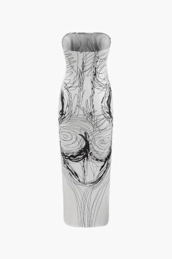 Y2K Aesthetic Strapless Midi Dress for Women - Coquette & Grunge Style Fashion Statement