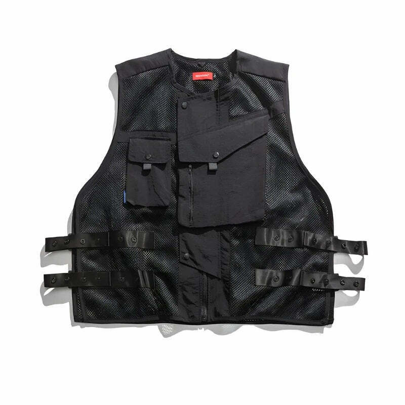 Y2K Aesthetic Strapped Mesh Utility Vest for Women - Coquette & Grunge Style Cargo Skirt Outfit Y2K Aesthetic Strapped Mesh Utility Vest for Women - Coquette & Grunge Style Cargo Skirt Outfit