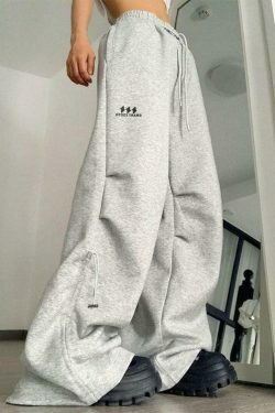 Y2K Aesthetic Street Loose Leg Sweatpants - Coquette Fashion with Grunge & Pastel Goth Vibes