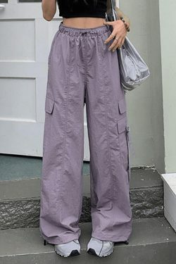 Y2K Aesthetic Street Parachute Wide Leg Pants for Women - Coquette Grunge Fashion