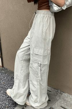 Y2K Aesthetic Street Parachute Wide Leg Pants for Women - Coquette Grunge Fashion