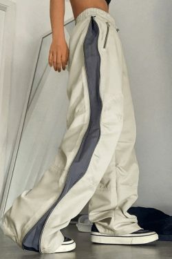 Y2K Aesthetic Street Style Cargo Skirt in Color Contrast Wide Leg Pants