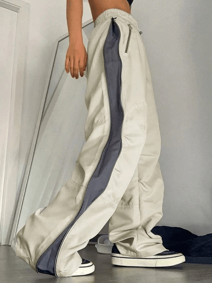 Y2K Aesthetic Street Style Cargo Skirt in Color Contrast Wide Leg Pants