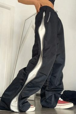 Y2K Aesthetic Street Style Cargo Skirt in Color Contrast Wide Leg Pants