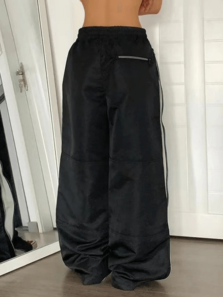 Y2K Aesthetic Street Style Cargo Skirt in Color Contrast Wide Leg Pants