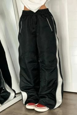 Y2K Aesthetic Street Style Cargo Skirt in Color Contrast Wide Leg Pants