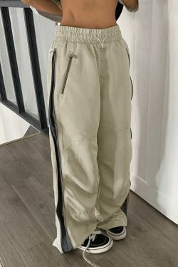 Y2K Aesthetic Street Style Cargo Skirt in Color Contrast Wide Leg Pants